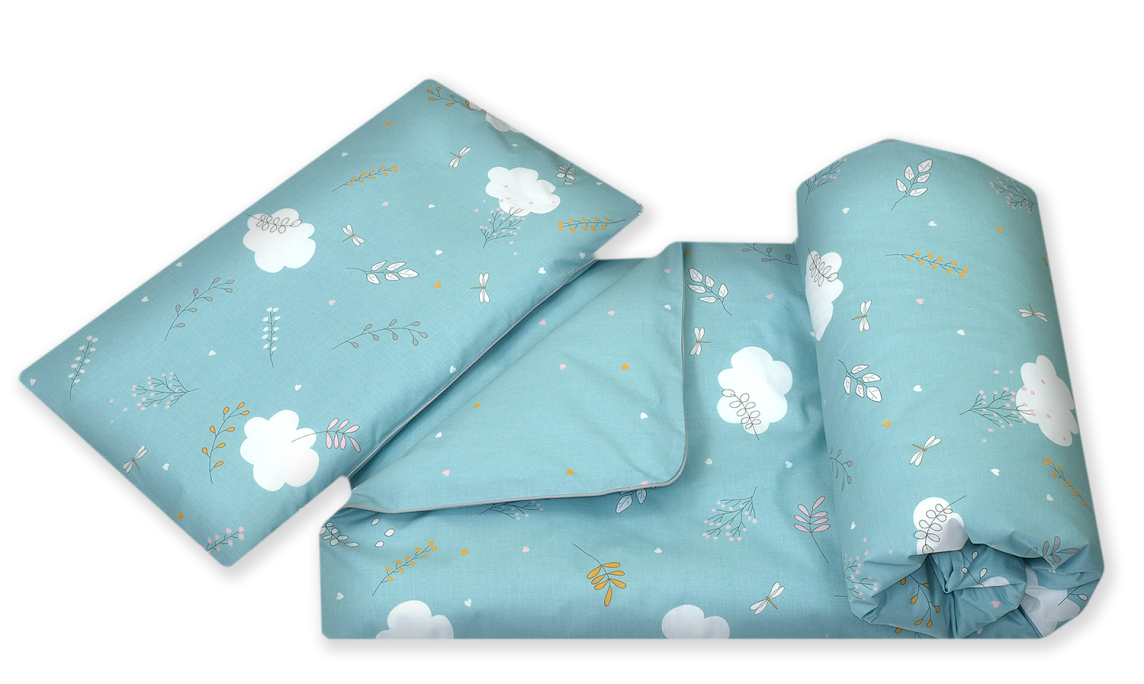 2-element bedding set for cot Amy AIRY BRANCHES TURQUOISE-HEARTS TURQUOISE
