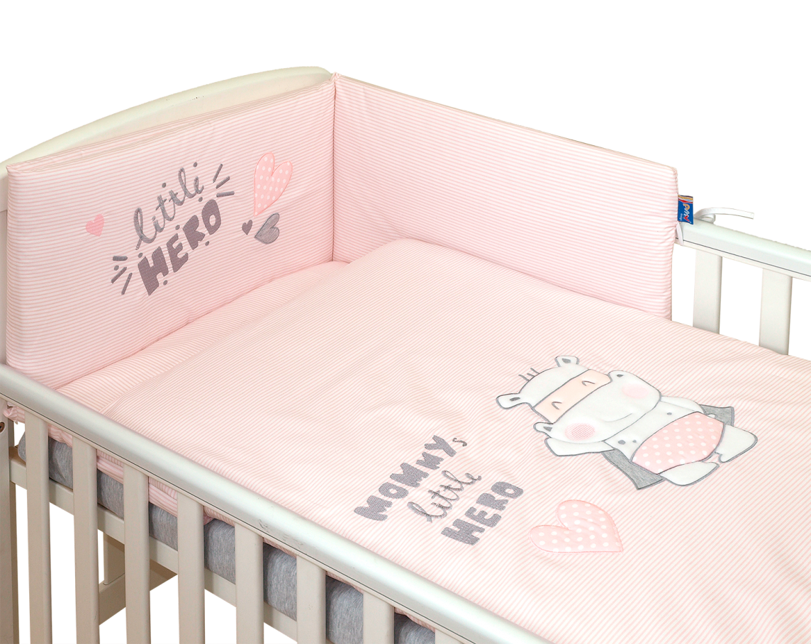 3-element bedding set for a cot with filling Amy HERO STRIPES PINK
