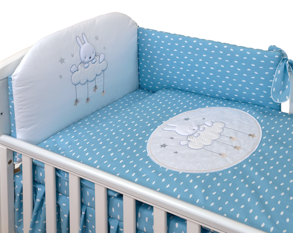 婴儿床床上用品 3件套，填充艾米SKY_BUNNY斑点蓝色