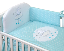 3-element bedding for cot with filling Amy SKY_BUNNY ROSETTE TURQUOISE