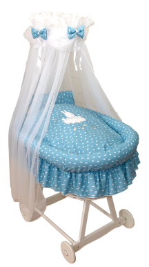 Linen to the Moses basket Amy Sissi SKY_BUNNY SPOTTLE BLUE