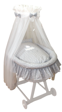 Linen to the Moses basket Amy Sissi SKY_BUNNY ROSETTE GRAY