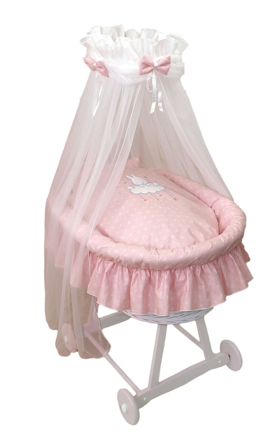 Moses Baby Basket Sky Bunny Rosette pink