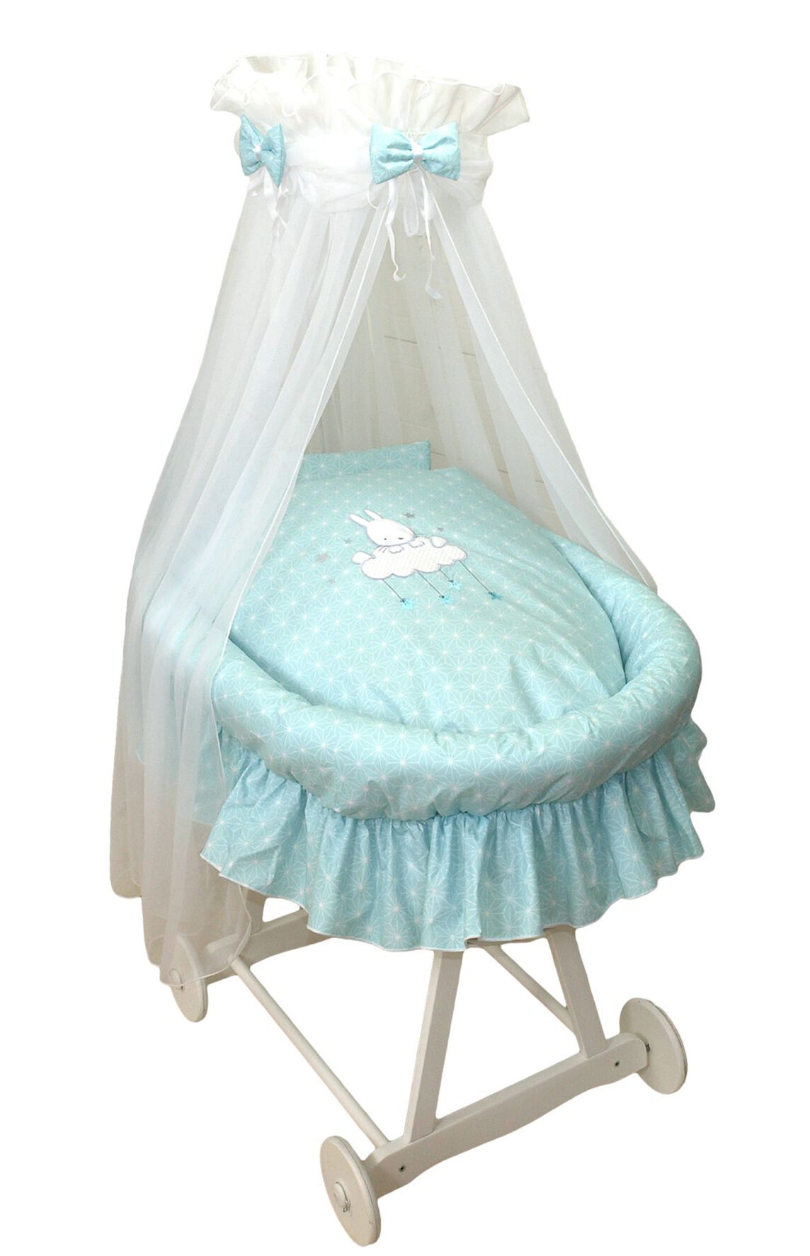 Moses basket with bedding Sky Bunny Turquoise