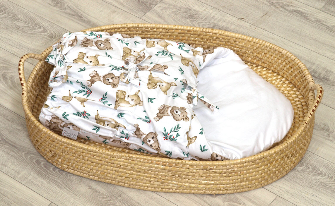 Becik niemowlęcy - rożek bawełniany z wiązankami